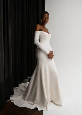 Jenny Yoo Briar Size 14 Ivory Silk Long Sleeve Cowl Neck Wedding Gown NWT